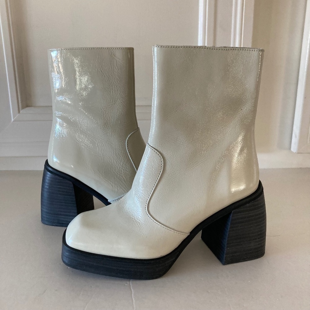 NWOT Free People Ruby White Patent Leather Platform Boots Sz 36.5